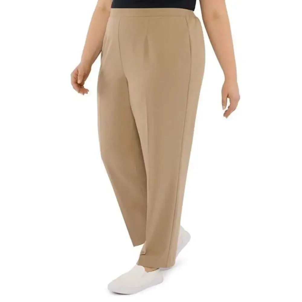 NWT 20W Alfred Dunner Plus-Size Classic Dress Pants Beige Casual Feminine